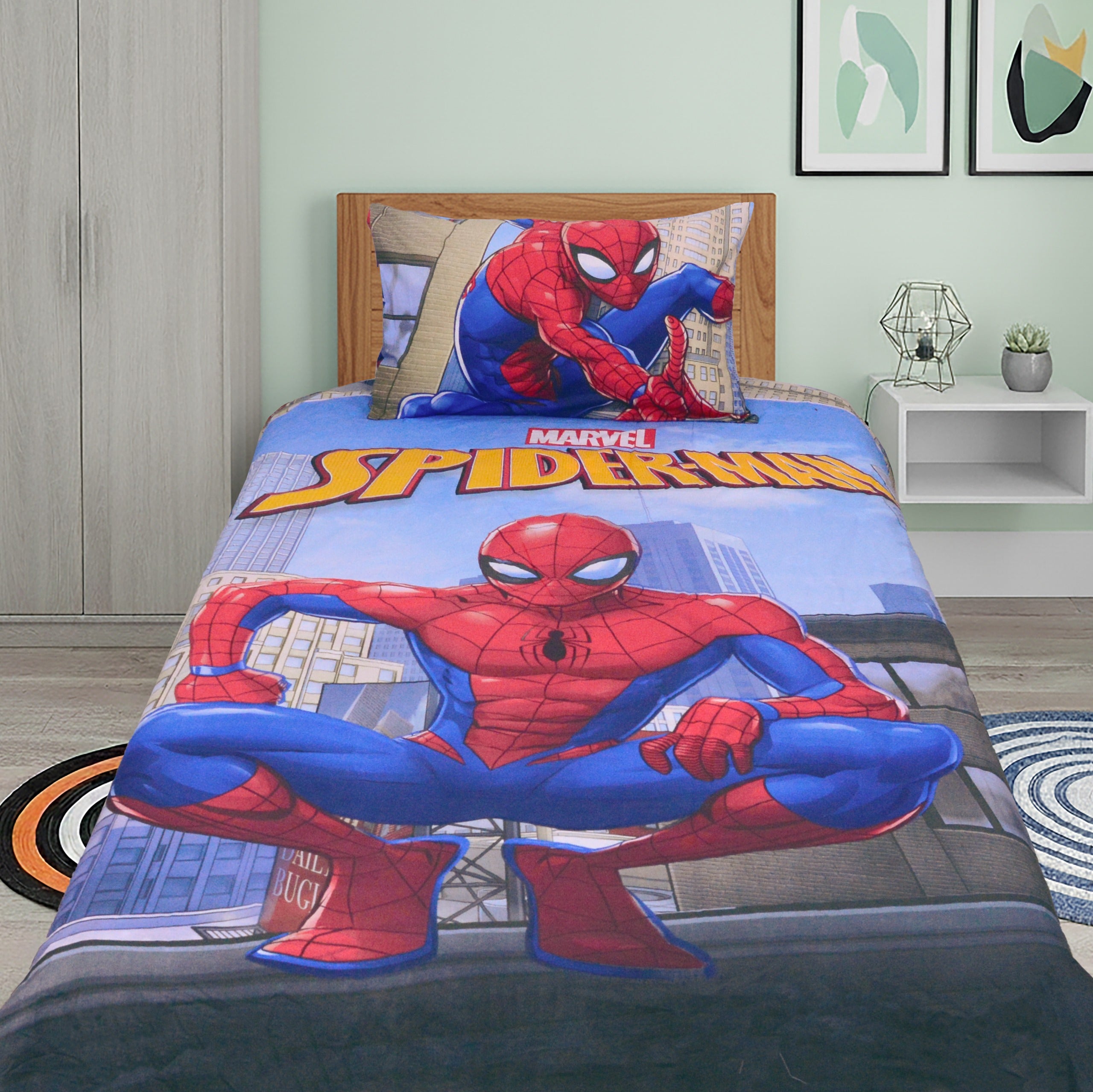 SPIDERMAN - Luxury Soft  Exports Quality Kids Bedsheet - TA-KBS002